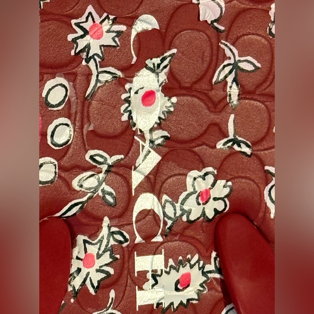 Coach Abbigail Red Floral Flip Flops sz 7-8 - Picture 9 of 11